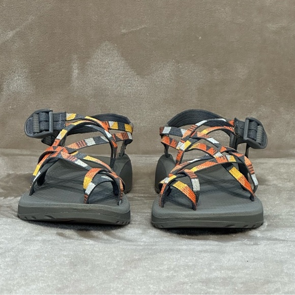 Chaco Zcloud X2 - Puzzle Poppy Orange Grey Yellow White Adjustable Sandal Size 9 - Picture 2 of 10